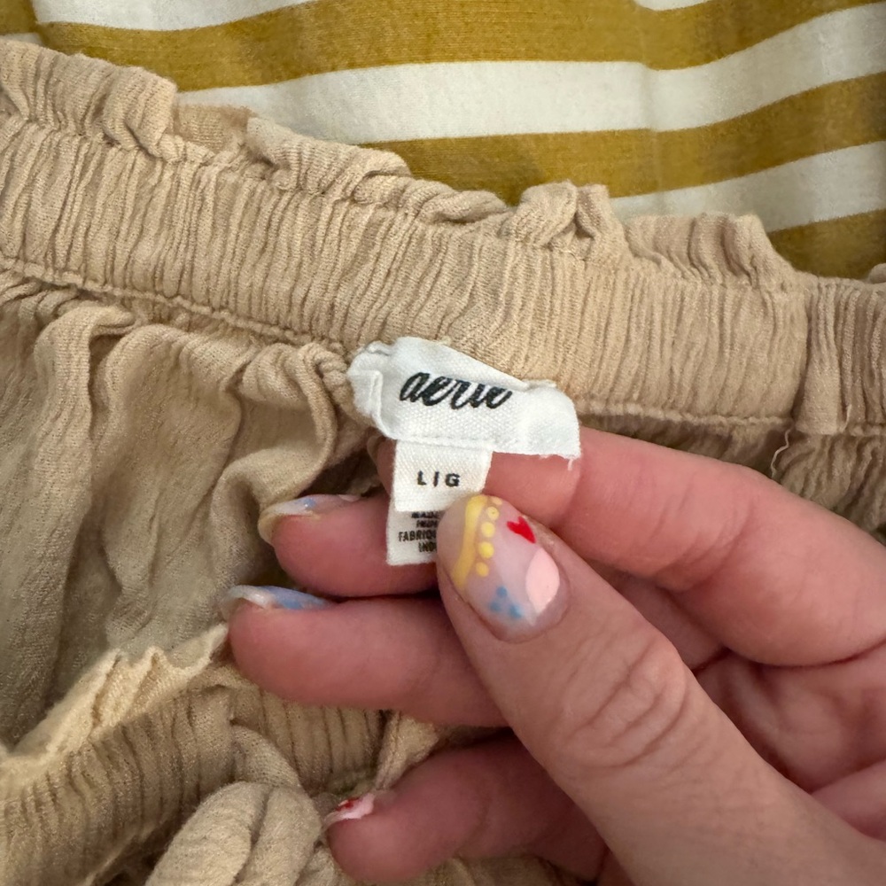 aerie Beige Lace-Trim Sleep Shorts - Picture 2 of 3